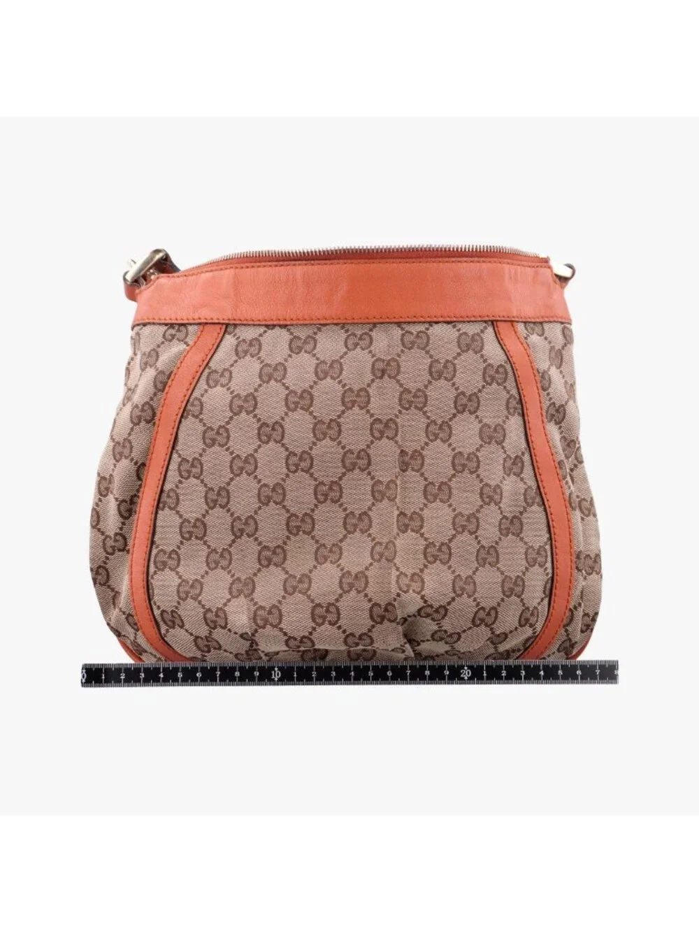 Gucci Abbey Line Orange Brown Canvas Leather Shoulder Bag